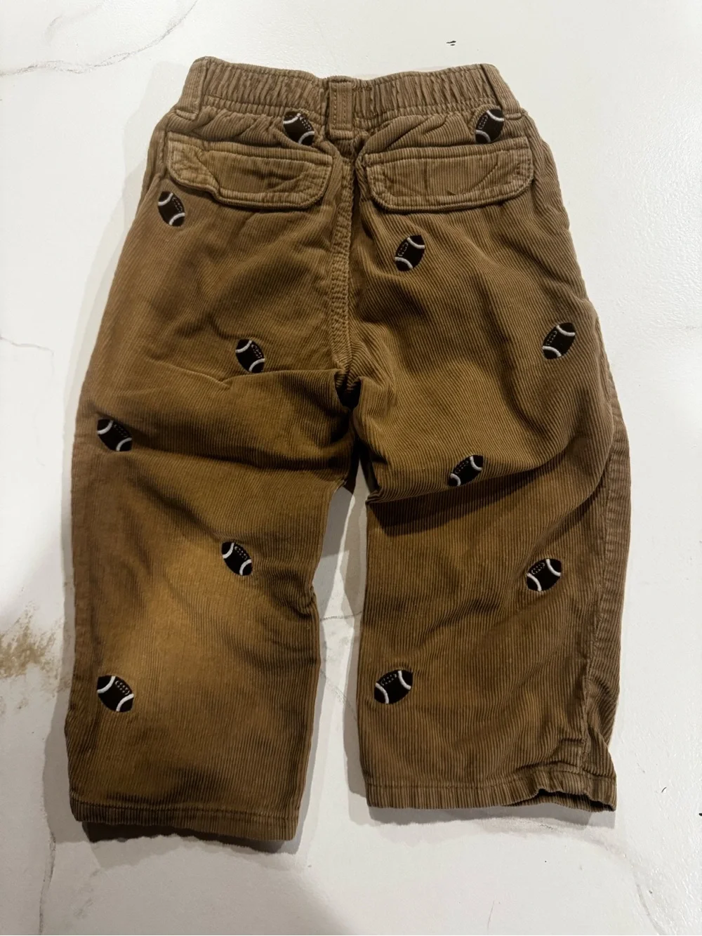 Gymboree Brown Corduroy Pants with Football Embroidery